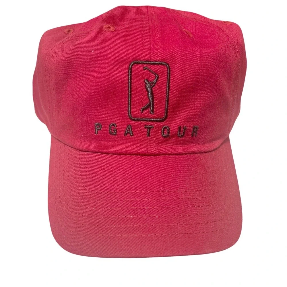 New W/Tag Official PGA Golf Tour Adjustable Red Moisture‎ Wicking Strap back Hat